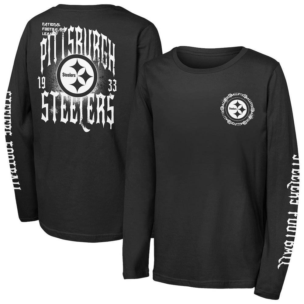 Pittsburgh Steelers Outerstuff Youth Rumble Long Sleeve T-Shirt Black | NFL