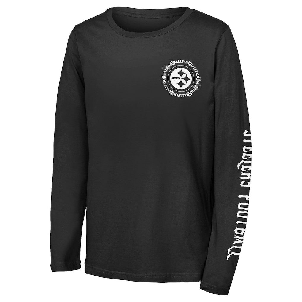 Pittsburgh Steelers Outerstuff Youth Rumble Long Sleeve T-Shirt Black | NFL