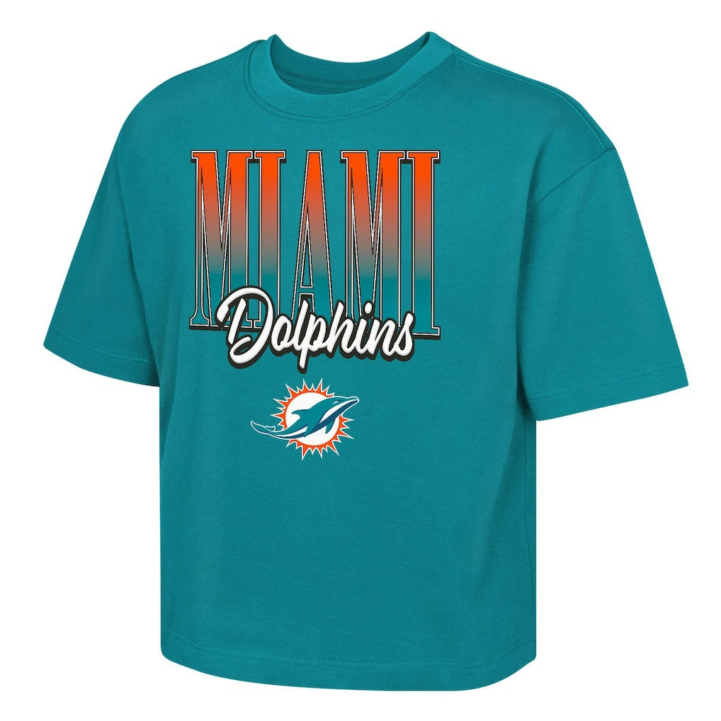 Miami Dolphins Outerstuff Girls Youth Big City Boxy T-Shirt Aqua | NFL