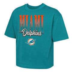 Miami Dolphins Outerstuff Girls Youth Big City Boxy T-Shirt Aqua | NFL