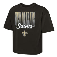 New Orleans Saints Outerstuff Girls Youth Big City Boxy T-Shirt Black | NFL