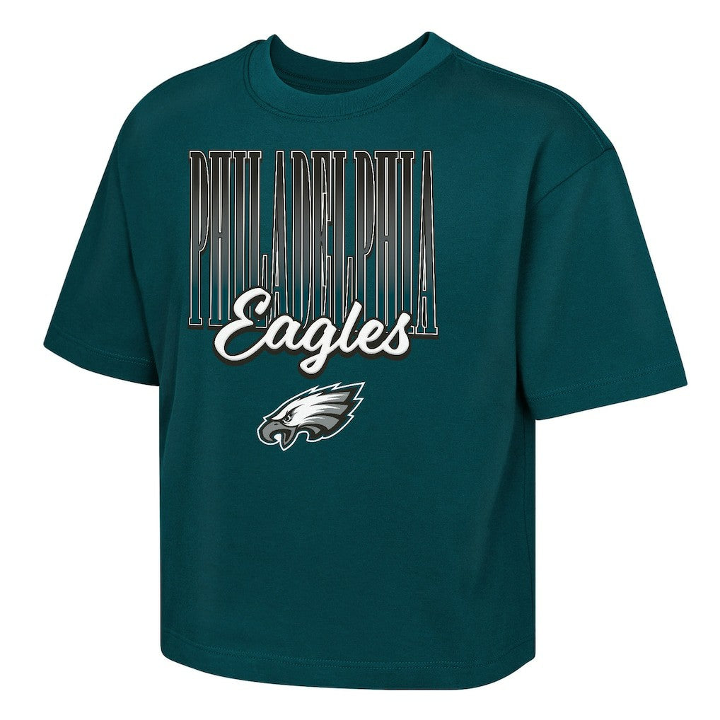 Philadelphia Eagles Outerstuff Girls Youth Big City Boxy T-Shirt Midnight Green | NFL