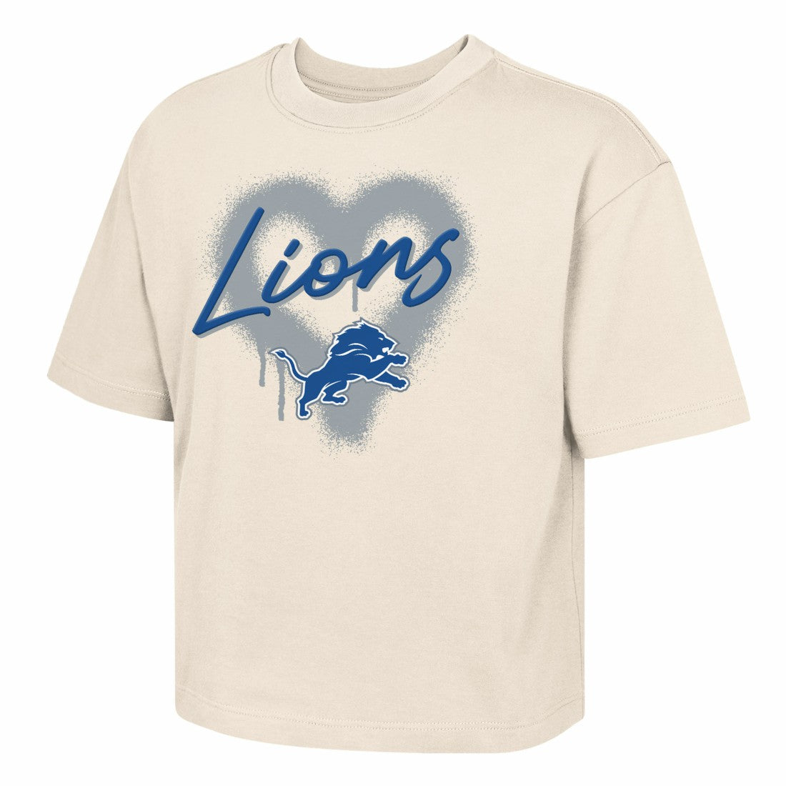 Detroit Lions Outerstuff Girl's Youth Spray Heart Boxy T-Shirt Cream | NFL