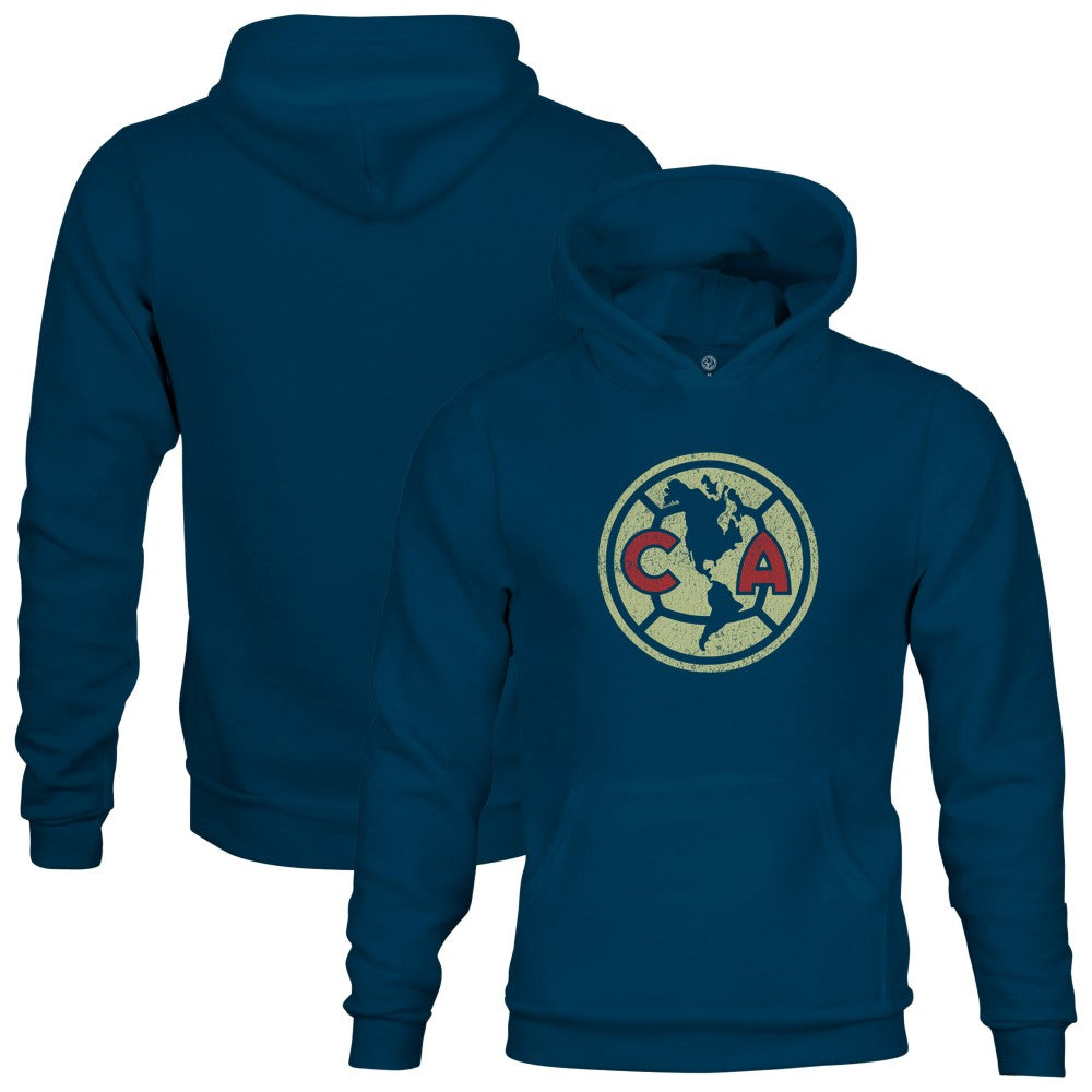 Club America 1863FC Youth Color Badge Fleece Pullover Hoodie Navy - FIFA World CUP