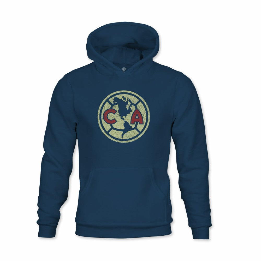 Club America 1863FC Youth Color Badge Fleece Pullover Hoodie Navy - FIFA World CUP