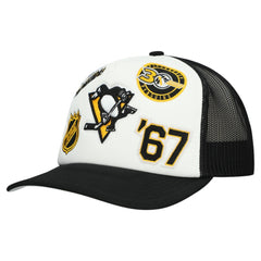 Pittsburgh Penguins Mitchell & Ness Gridlock Trucker Adjustable Hat - White/Black - NHL