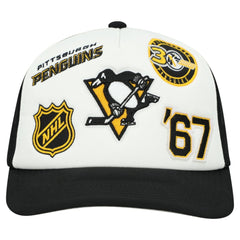 Pittsburgh Penguins Mitchell & Ness Gridlock Trucker Adjustable Hat - White/Black - NHL