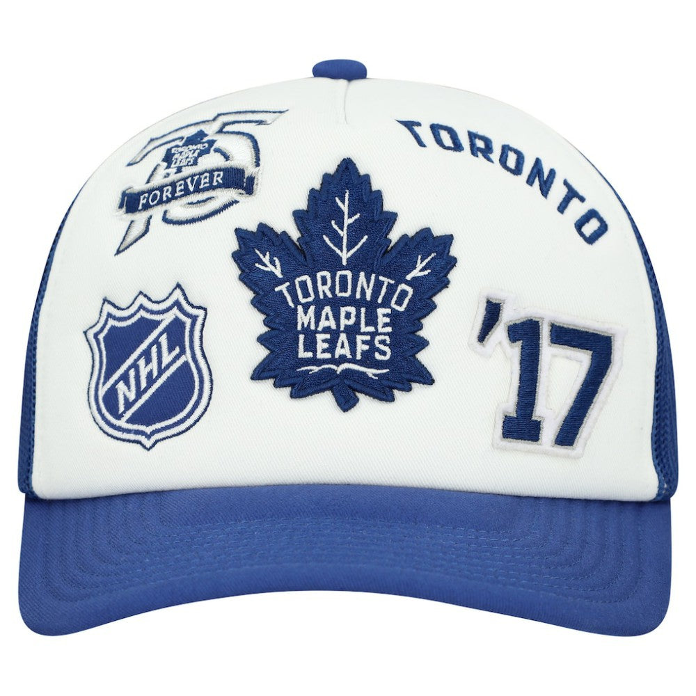 Toronto Maple Leafs Mitchell & Ness Gridlock Trucker Adjustable Hat - White/Blue - NHL