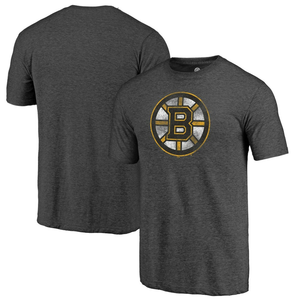 Boston Bruins Distressed Tri-Blend T-Shirt - Charcoal - NHL