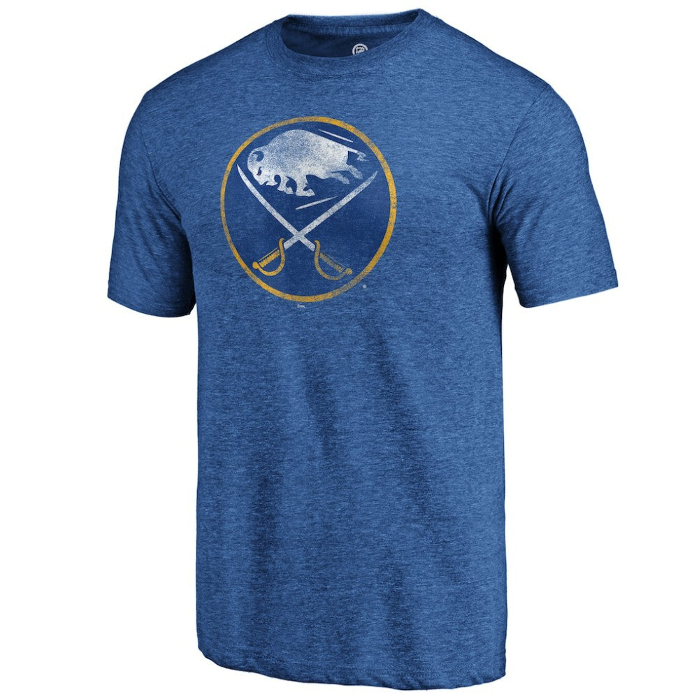 Buffalo Sabres Distressed Logo Tri-Blend T-Shirt - Royal - NHL