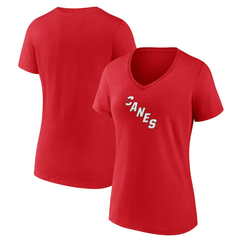 Carolina Hurricanes Women's Primary Logo V-Neck T-Shirt - Red - NHL
