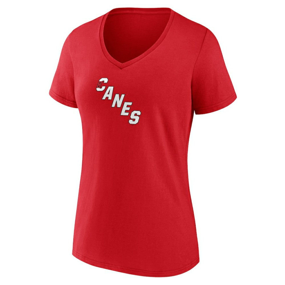 Carolina Hurricanes Women's Primary Logo V-Neck T-Shirt - Red - NHL
