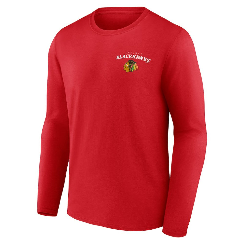 Chicago Blackhawks Team Lockup Long Sleeve T-Shirt - Red - NHL