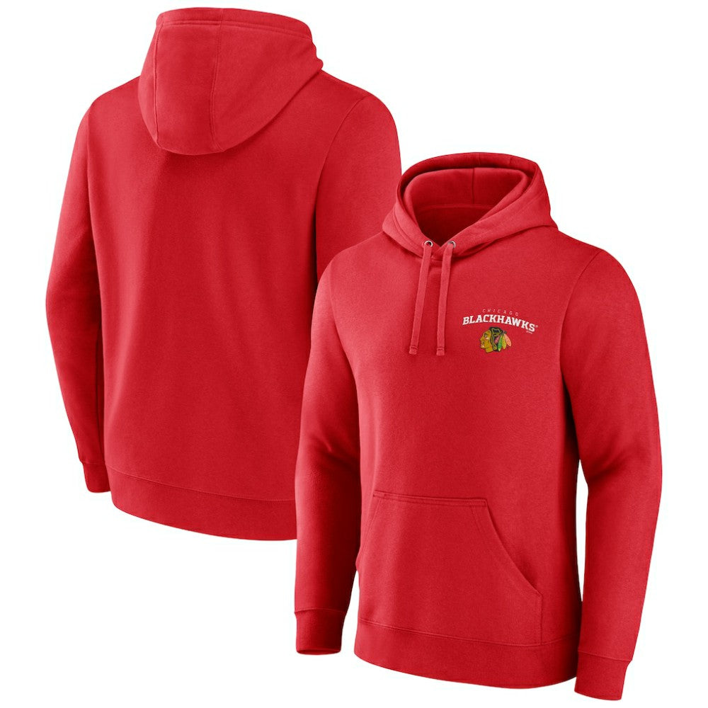 Chicago Blackhawks Team Lockup Pullover Hoodie - Red - NHL