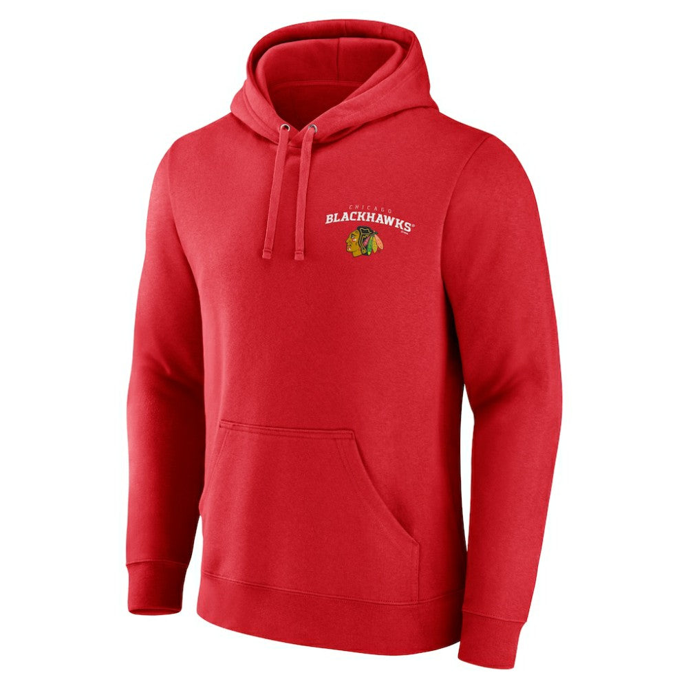 Chicago Blackhawks Team Lockup Pullover Hoodie - Red - NHL