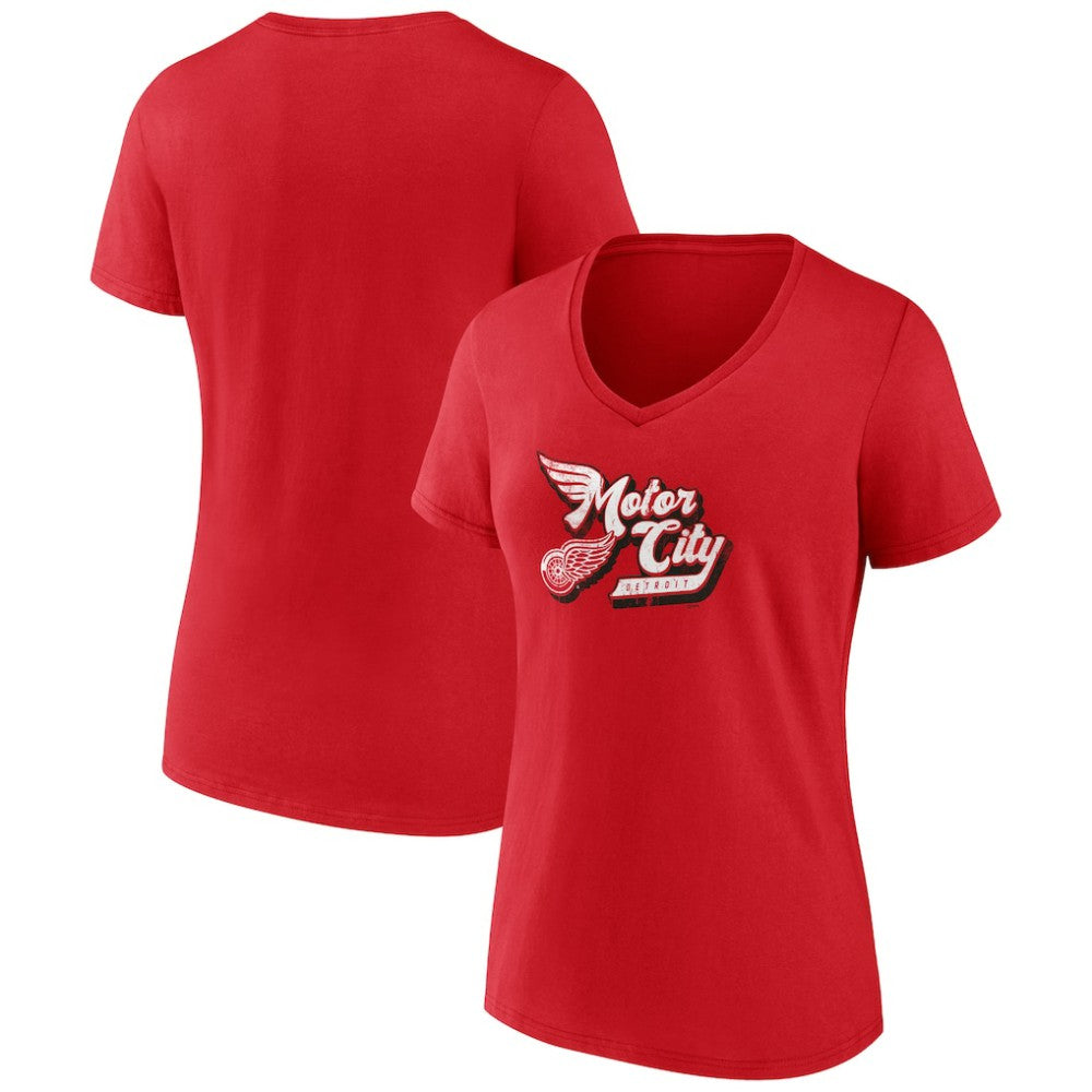 Detroit Red Wings Women's Active Edge V-Neck T-Shirt - Red - NHL