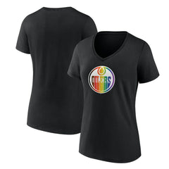 Edmonton Oilers Women's Team Pride V-Neck T-Shirt - Black - NHL