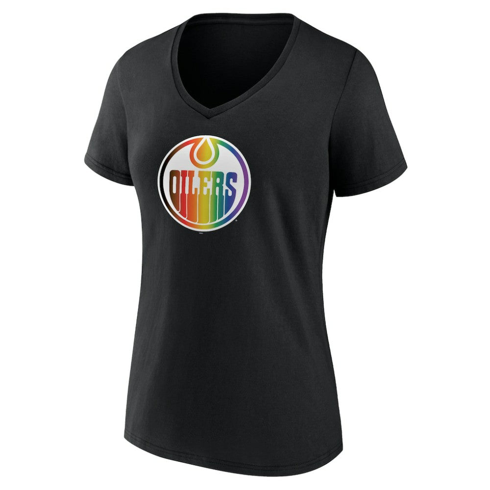 Edmonton Oilers Women's Team Pride V-Neck T-Shirt - Black - NHL