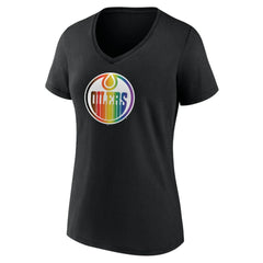 Edmonton Oilers Women's Team Pride V-Neck T-Shirt - Black - NHL