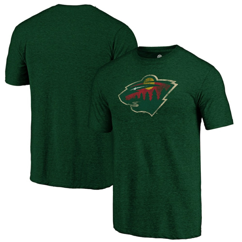 Minnesota Wild Distressed Logo Tri-Blend T-Shirt - Green - NHL