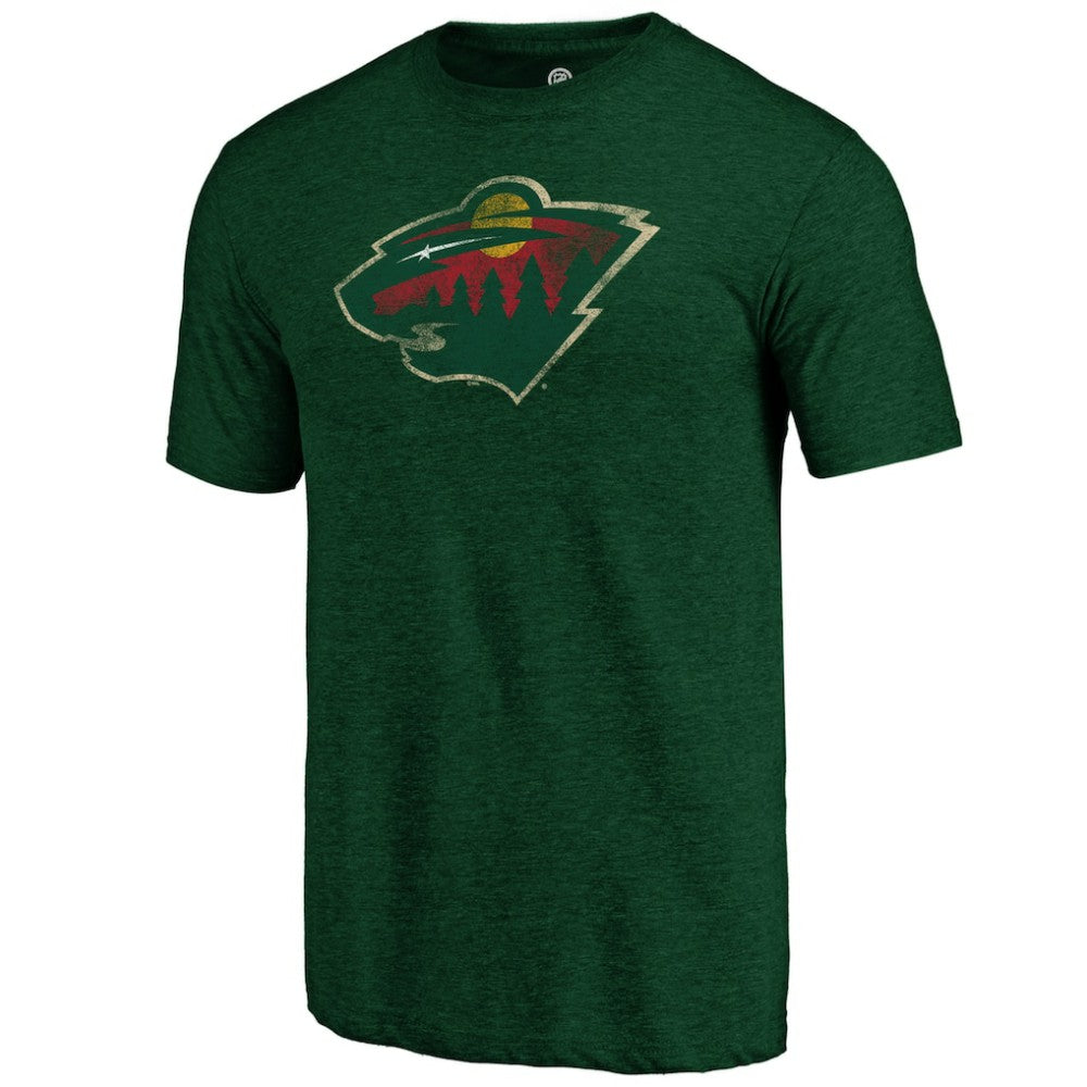 Minnesota Wild Distressed Logo Tri-Blend T-Shirt - Green - NHL