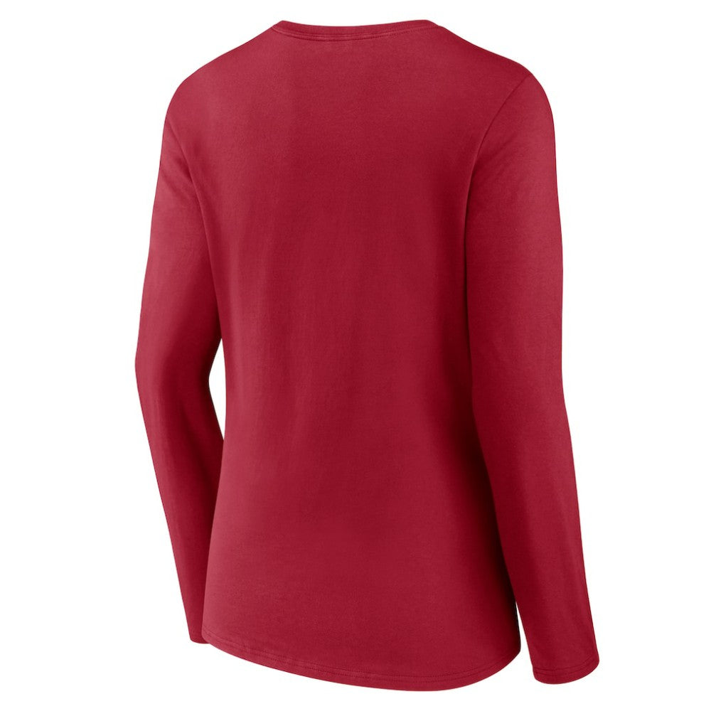 Montreal Canadiens Women's Primary Logo Long Sleeve V-Neck T-Shirt - Red - NHL