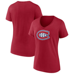 Montreal Canadiens Women's Primary Logo V-Neck T-Shirt - Red - NHL