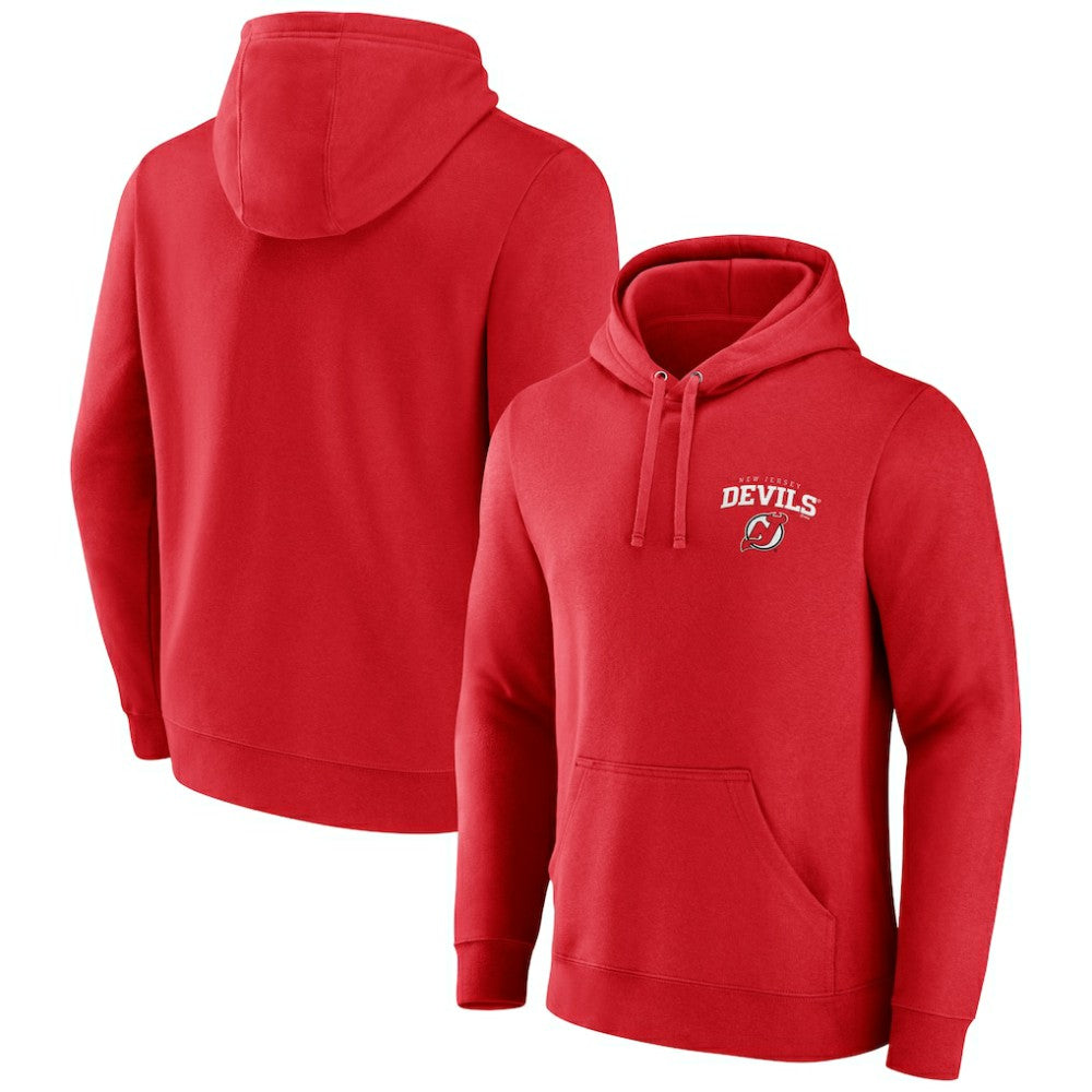 New Jersey Devils Team Lockup Pullover Hoodie - Red - NHL