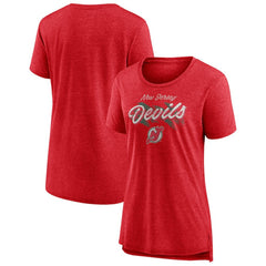 New Jersey Devils Women's Hit the Ice Tri-Blend T-Shirt - Red - NHL