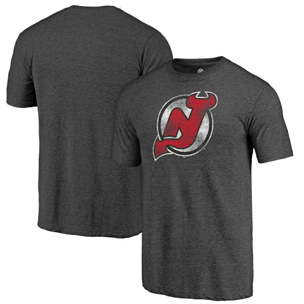 New Jersey Devils Distressed Tri-Blend T-Shirt - Charcoal - NHL