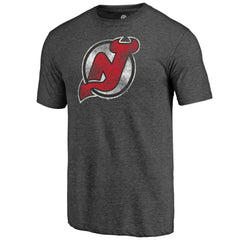 New Jersey Devils Distressed Tri-Blend T-Shirt - Charcoal - NHL