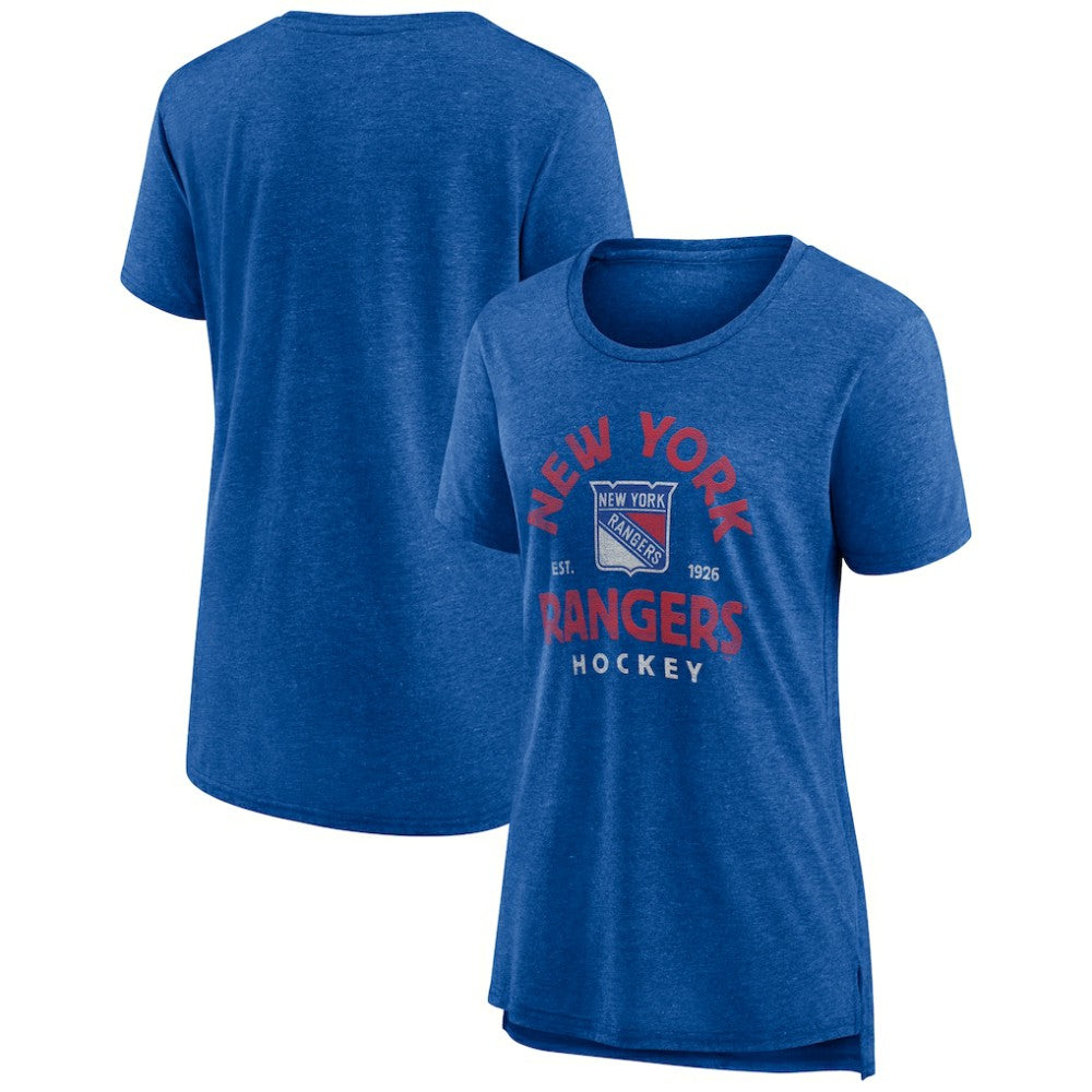 New York Rangers Women's Vintage Arch Tri-Blend T-Shirt - Blue - NHL