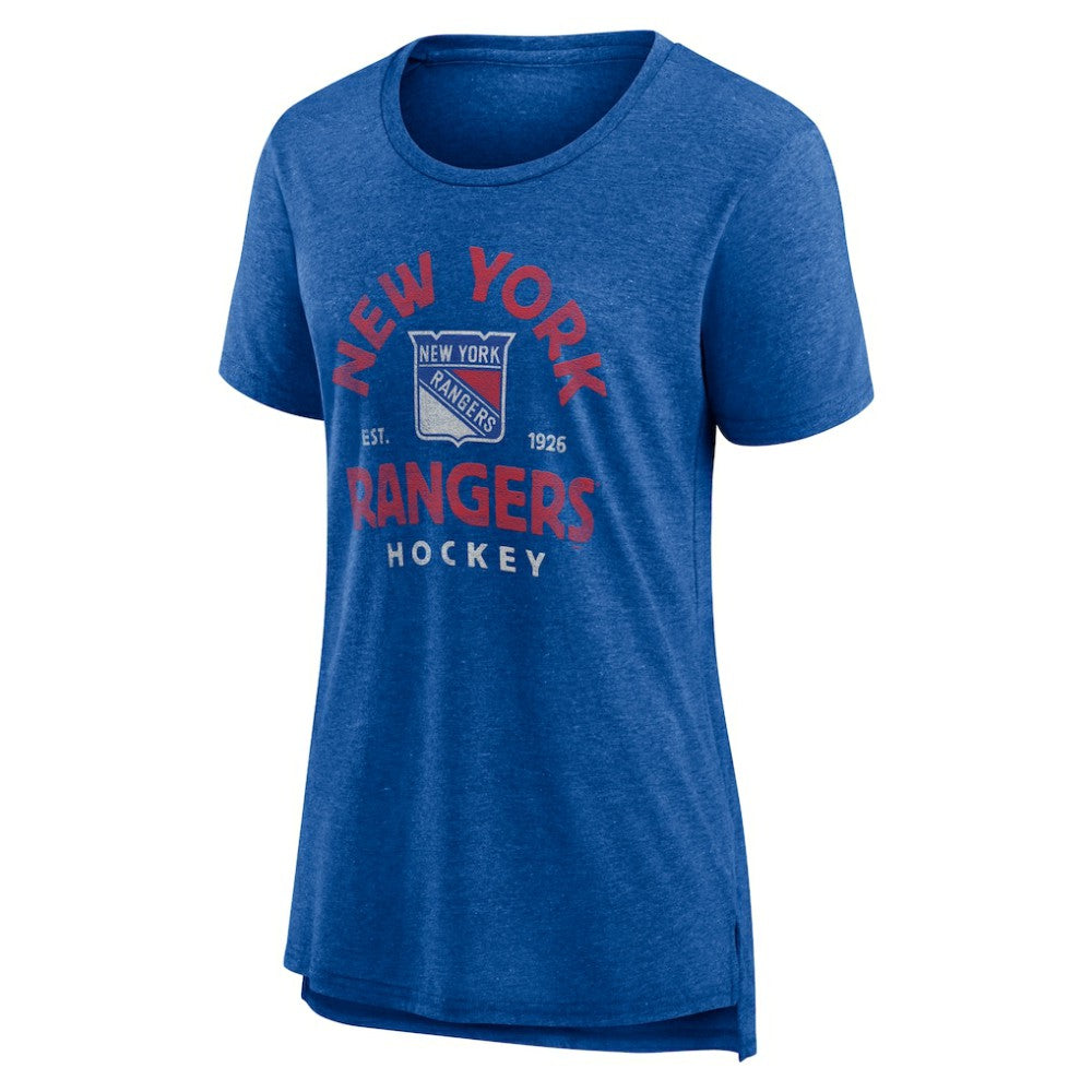 New York Rangers Women's Vintage Arch Tri-Blend T-Shirt - Blue - NHL