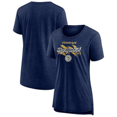 Pittsburgh Penguins Women's Hit the Ice Tri-Blend T-Shirt - Navy - NHL