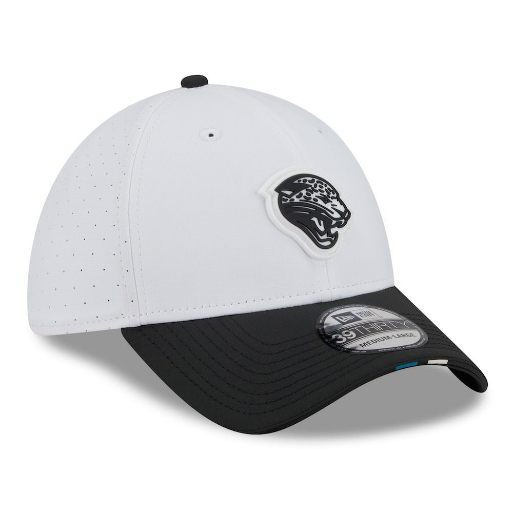 Jacksonville Jaguars New Era 2025 NFL Training Camp Throwback Logo 39THIRTY Flex Hat White/Black | NFL