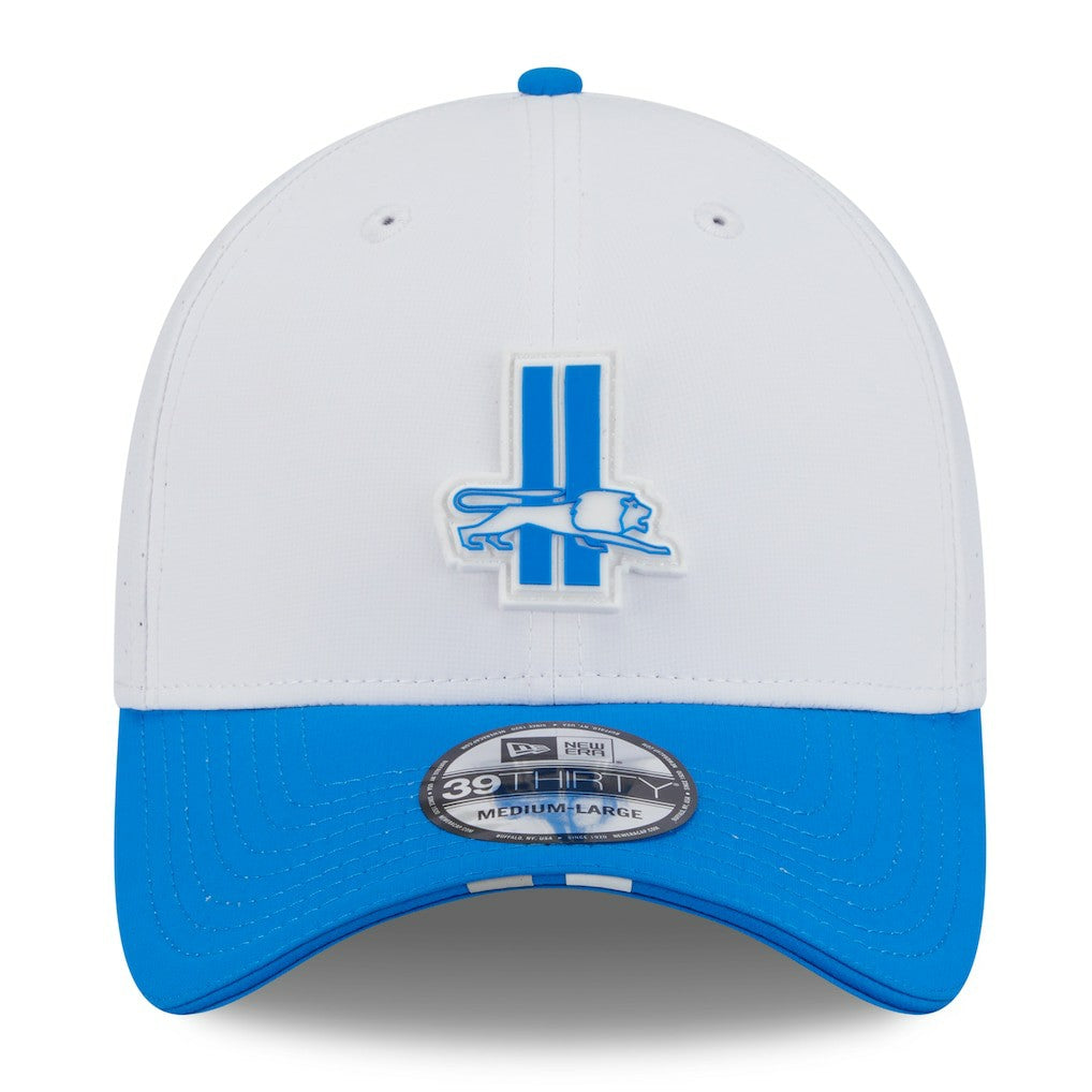 Detroit Lions New Era 2025 NFL Training Camp Throwback Logo 39THIRTY Flex Hat White/Blue | NFL