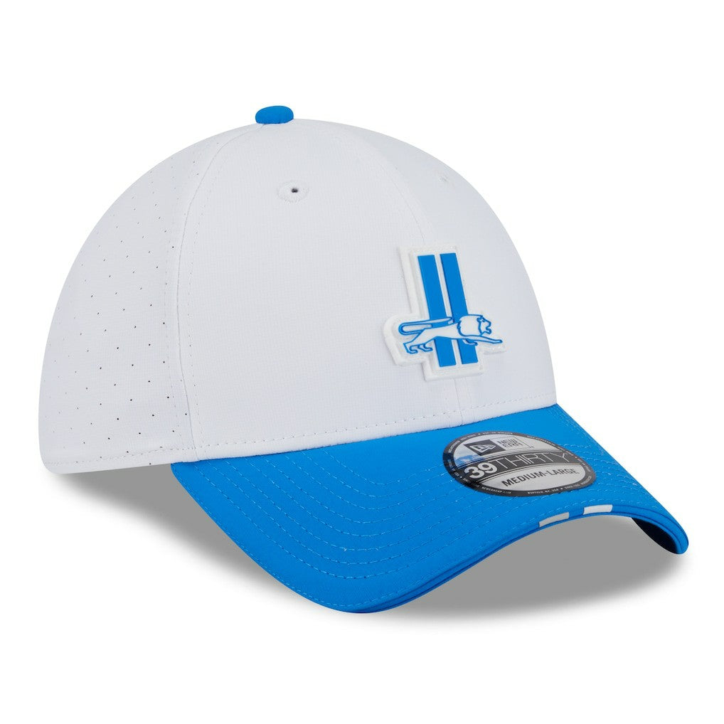 Detroit Lions New Era 2025 NFL Training Camp Throwback Logo 39THIRTY Flex Hat White/Blue | NFL