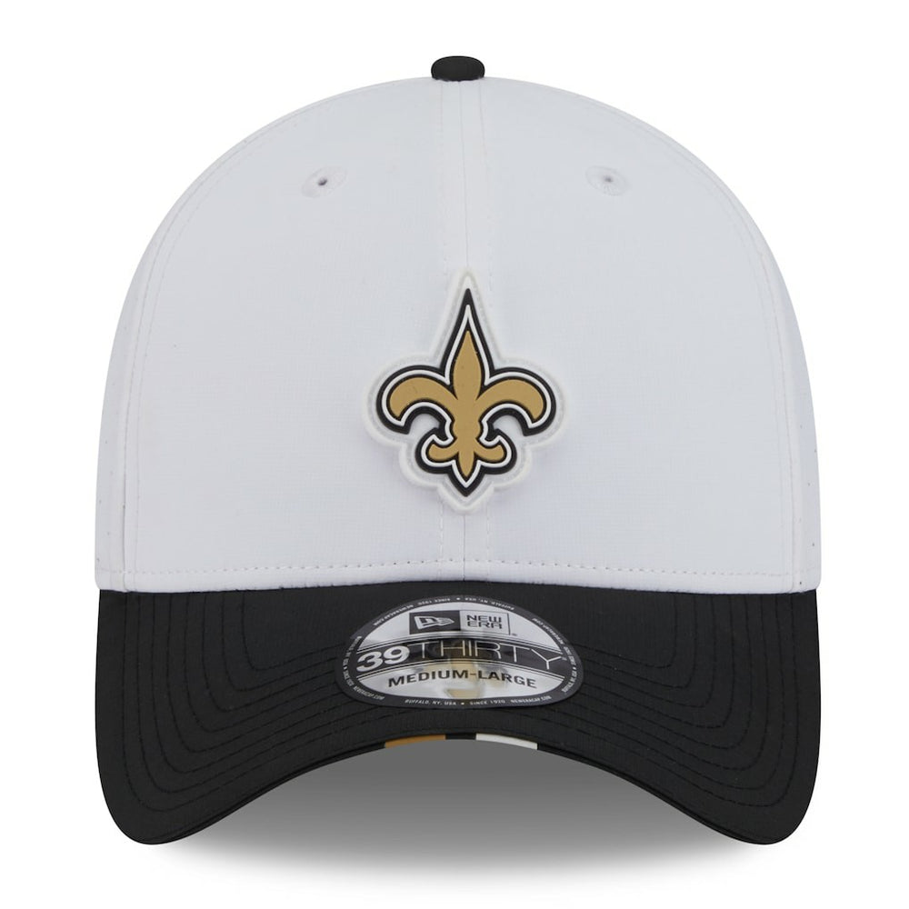 New Orleans Saints New Era 2025 NFL Training Camp 39THIRTY Flex Hat White/Black | NFL