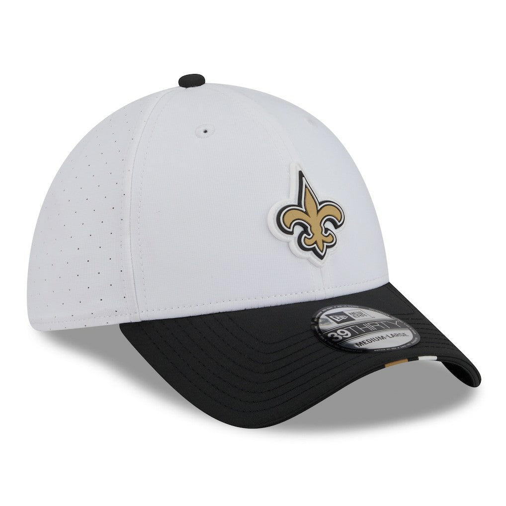 New Orleans Saints New Era 2025 NFL Training Camp 39THIRTY Flex Hat White/Black | NFL