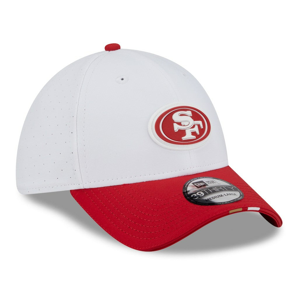 San Francisco 49ers New Era 2025 NFL Training Camp 39THIRTY Flex Hat White/Scarlet | NFL
