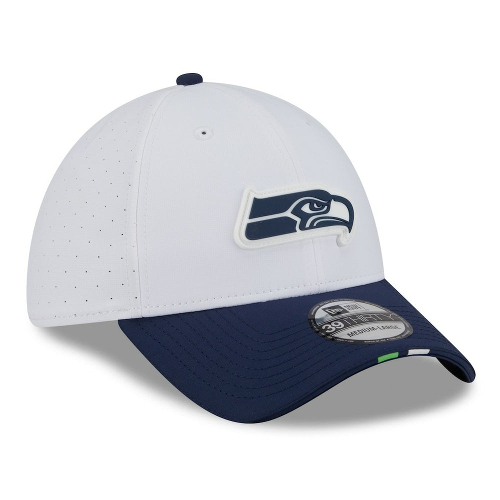 Seattle Seahawks New Era 2025 NFL Training Camp 39THIRTY Flex Hat White/College Navy | NFL
