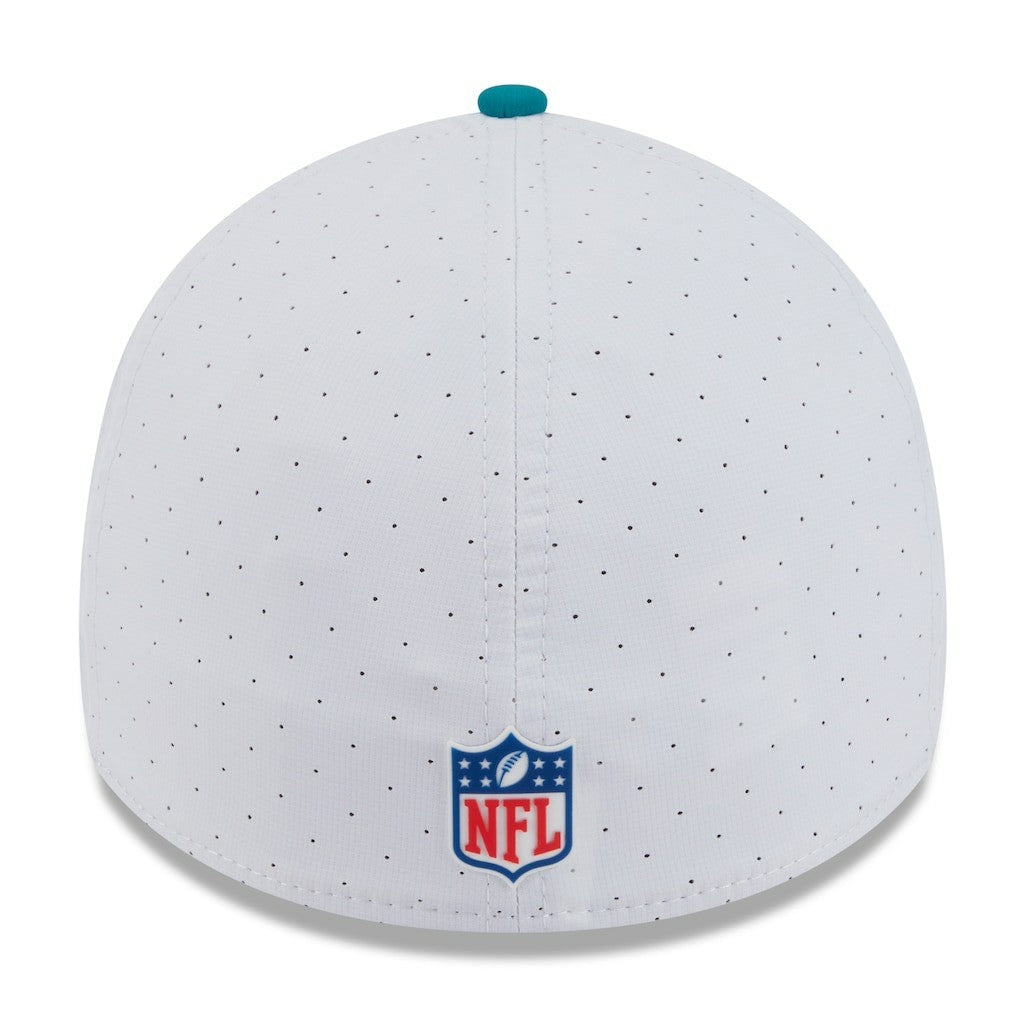 Miami Dolphins New Era 2025 NFL Training Camp Throwback Logo 39THIRTY Flex Hat White/Aqua | NFL