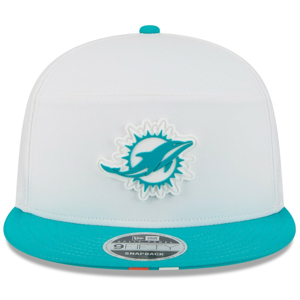 Miami Dolphins New Era 2025 NFL Training Camp Split Panel 9FIFTY Snapback Hat White/Aqua | NFL
