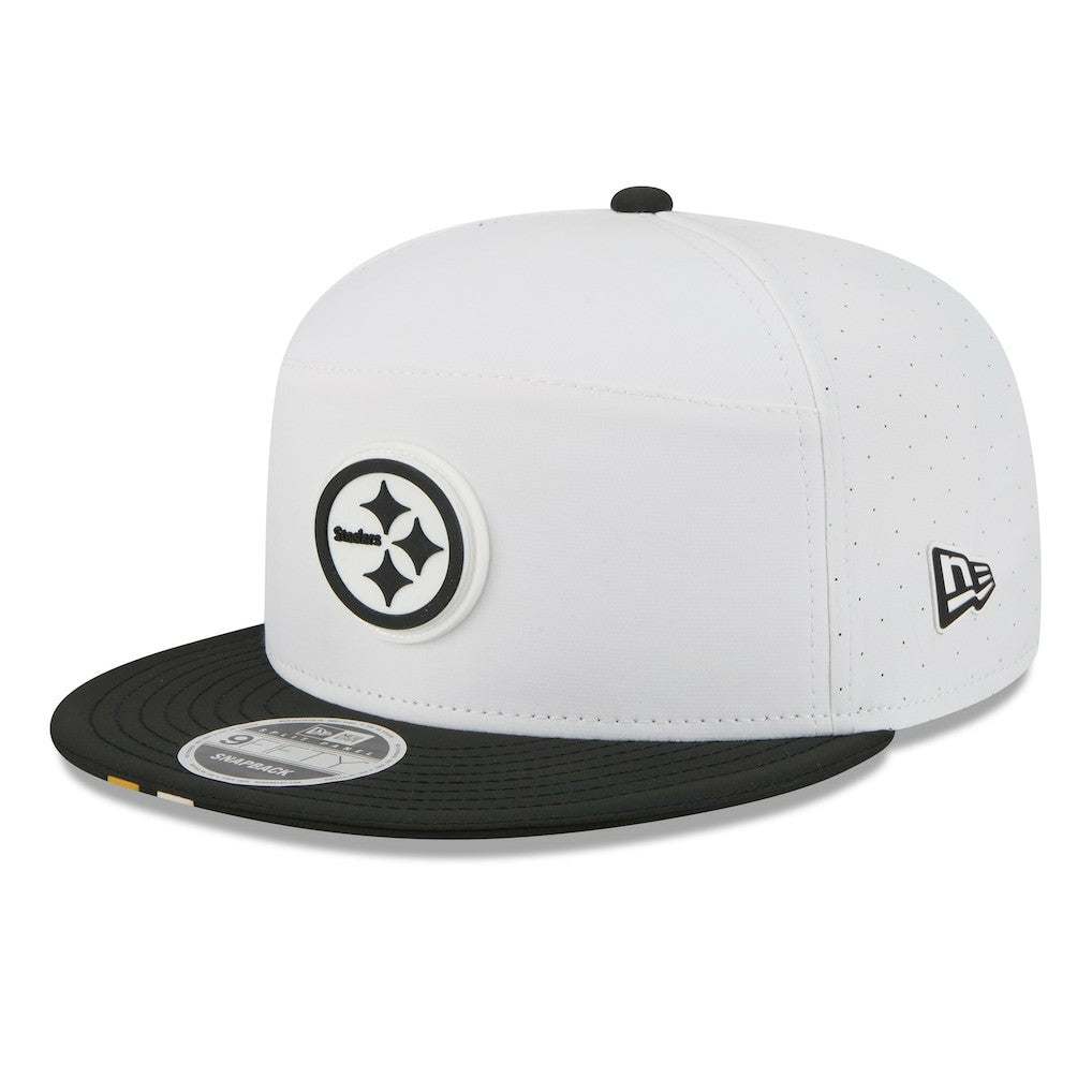 Pittsburgh Steelers New Era 2025 NFL Training Camp Split Panel 9FIFTY Snapback Hat White/Black | NFL