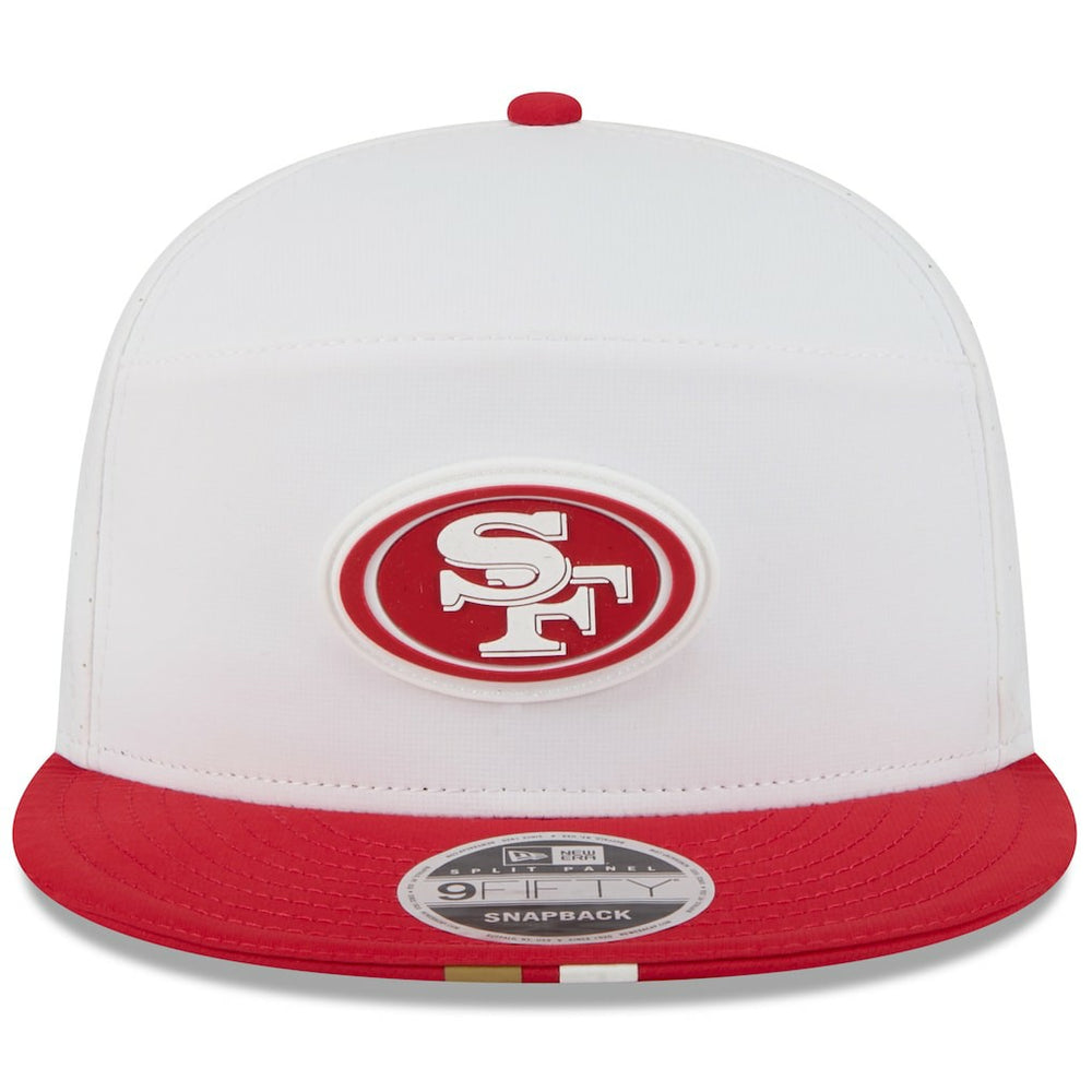 San Francisco 49ers New Era 2025 NFL Training Camp Split Panel 9FIFTY Snapback Hat White/Scarlet | NFL