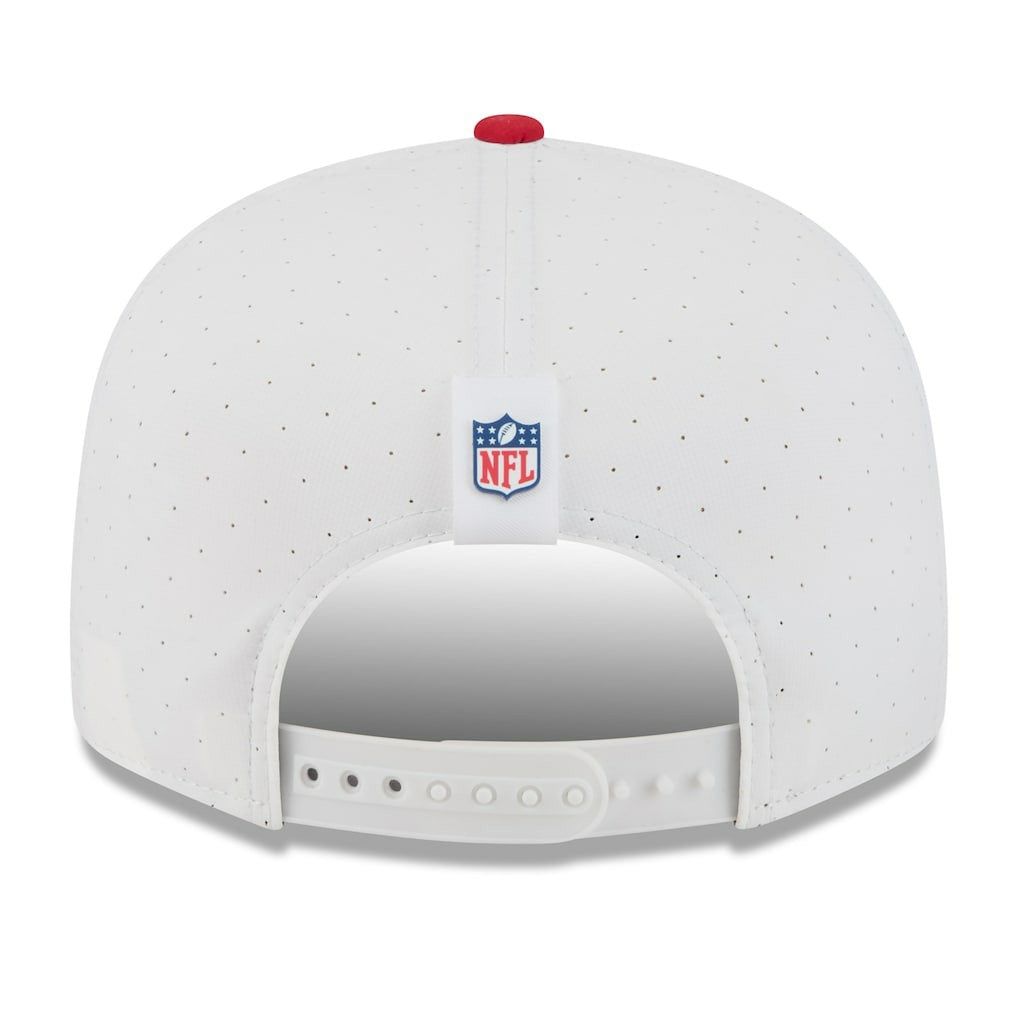 San Francisco 49ers New Era 2025 NFL Training Camp Split Panel 9FIFTY Snapback Hat White/Scarlet | NFL
