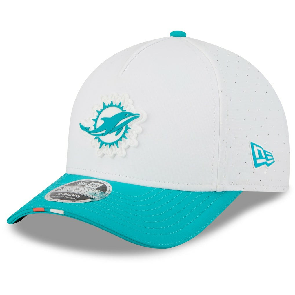 Miami Dolphins New Era 2025 NFL Training Camp A-Frame 9FORTY Adjustable Hat White/Aqua | NFL