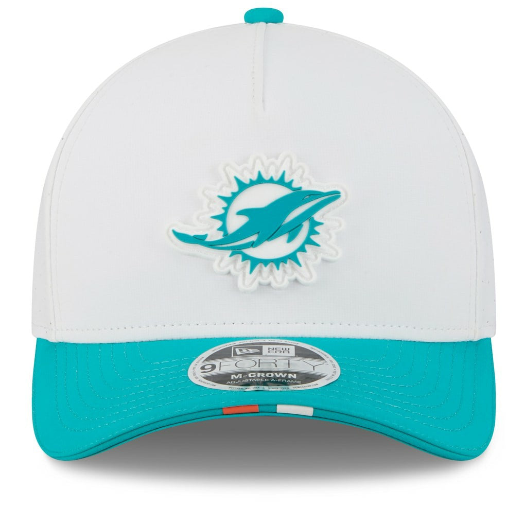 Miami Dolphins New Era 2025 NFL Training Camp A-Frame 9FORTY Adjustable Hat White/Aqua | NFL