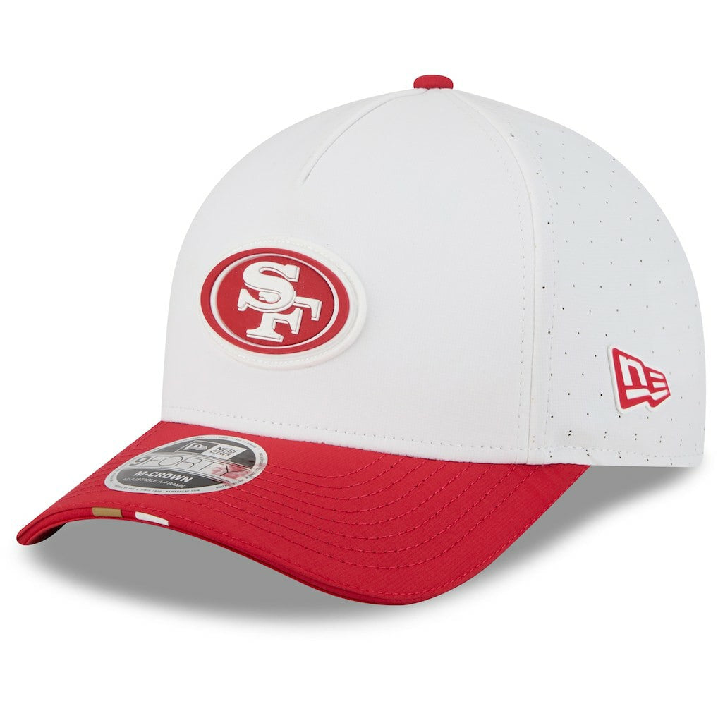 San Francisco 49ers New Era 2025 NFL Training Camp A-Frame 9FORTY Adjustable Hat White/Scarlet | NFL