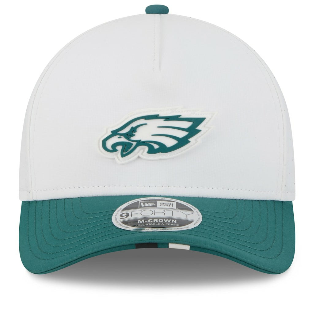 Philadelphia Eagles New Era 2025 NFL Training Camp A-Frame 9FORTY Adjustable Hat White/Midnight Green | NFL
